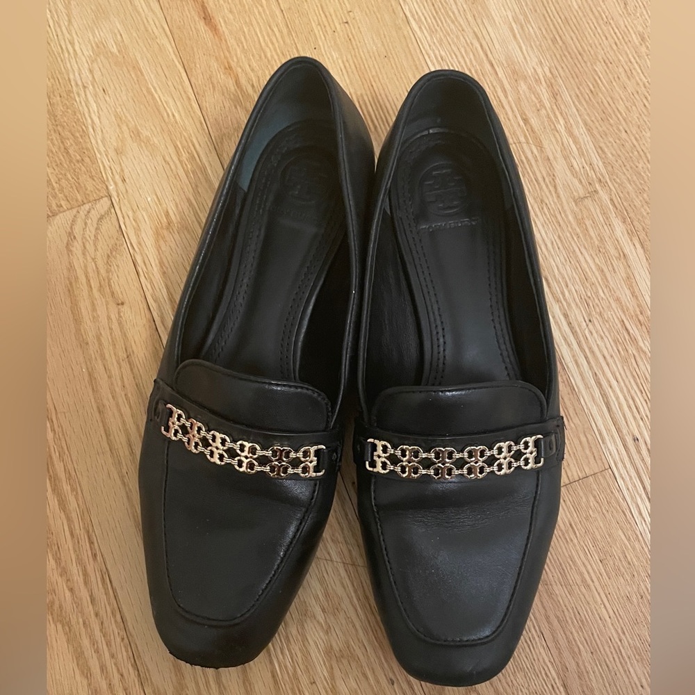 Tory Burch 'Gemini Link' Chain Loafer Black Leather Womens Size 6.5